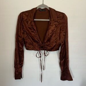 PULL&BEAR silk brown top